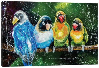 Company Of Parrots Canvas Art Print - KuptsovaArt
