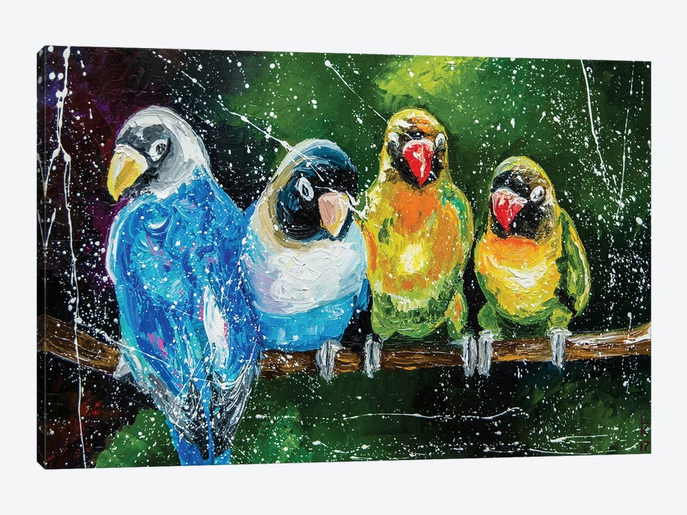 Company Of Parrots by KuptsovaArt 1-piece Canvas Wall Art