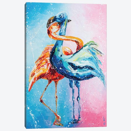 Flamingos In Love Canvas Print #KPV216} by KuptsovaArt Canvas Art Print