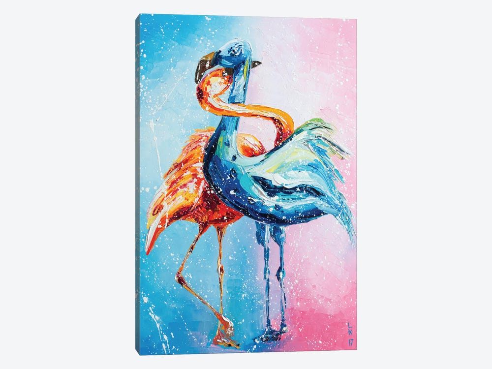Flamingos In Love by KuptsovaArt 1-piece Canvas Artwork