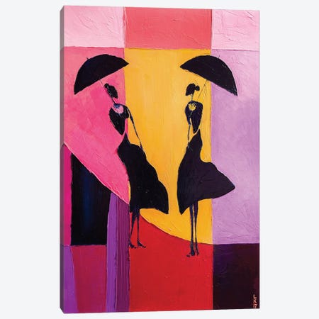 Ladies Under Umbrellas Canvas Print #KPV232} by KuptsovaArt Canvas Wall Art