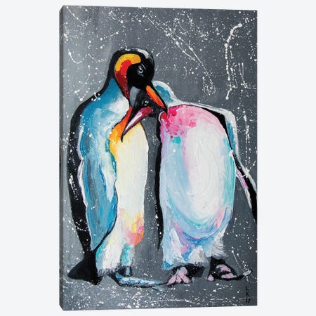 Penguins In Love Canvas Print #KPV239} by KuptsovaArt Canvas Wall Art