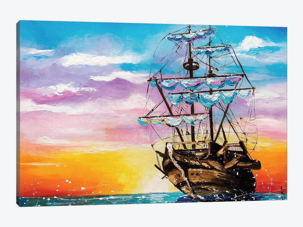 Ship In The Sunset by KuptsovaArt 1-piece Canvas Print
