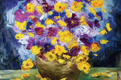 Violet And Yellow Flowers by KuptsovaArt canvas print
