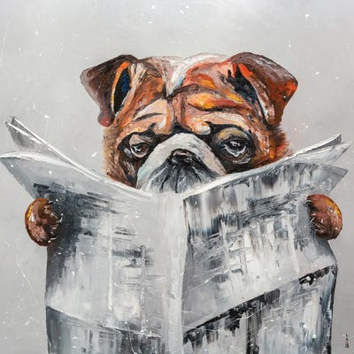 Bulldog's News by KuptsovaArt metal wall art