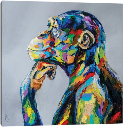 Dreaming Chimp I Canvas Art Print - The Thinker Reimagined