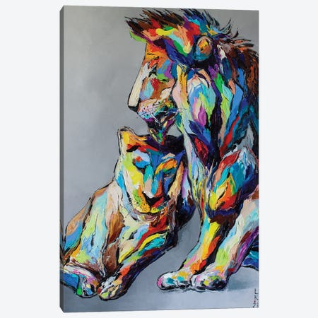Lion'S Love Canvas Print #KPV295} by KuptsovaArt Art Print