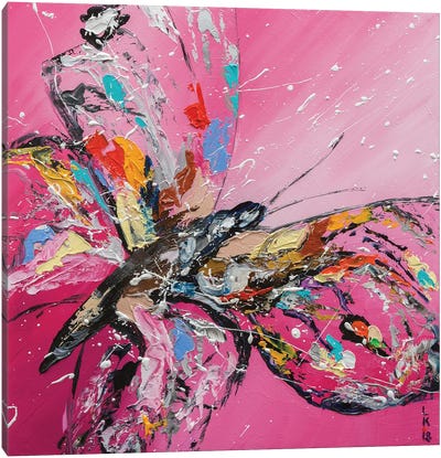 Butterfly On Pink Canvas Art Print - KuptsovaArt
