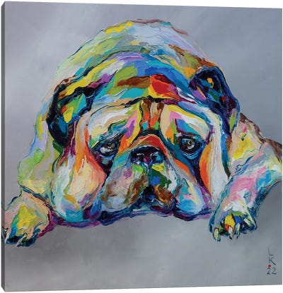 Sad Pug Canvas Art Print - KuptsovaArt