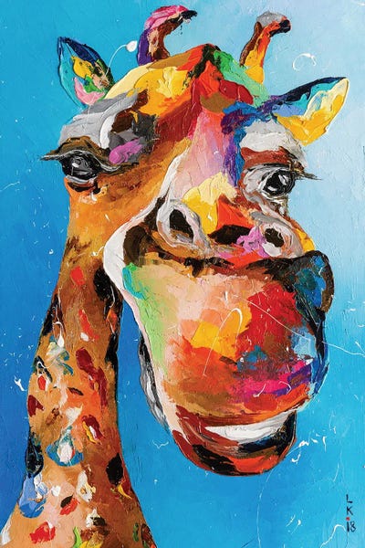 Funny Giraffe On Blue