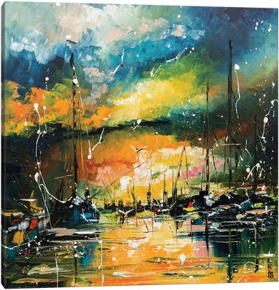 Harbor In Sunset Canvas Art Print - KuptsovaArt