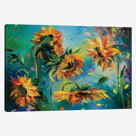 Dancing Sunflowers Canvas Print #KPV327} by KuptsovaArt Canvas Art Print