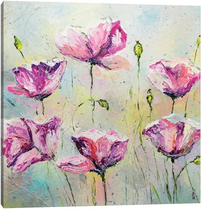 Purple Poppies Canvas Art Print - KuptsovaArt