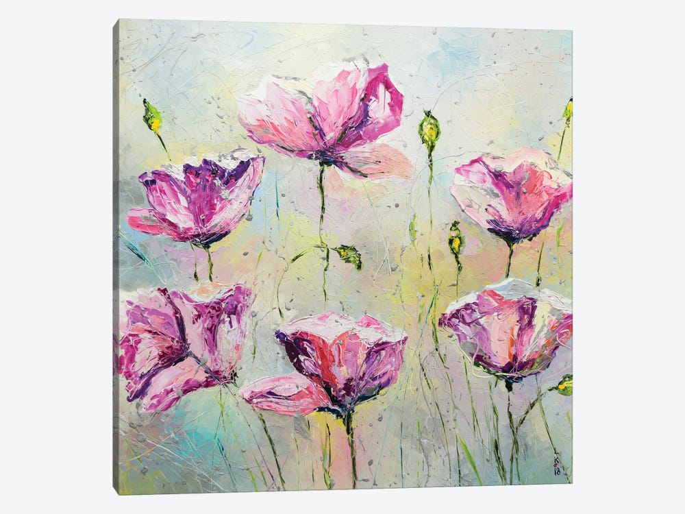Purple Poppies by KuptsovaArt 1-piece Canvas Art Print