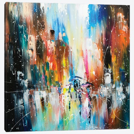 Raining On The Street Canvas Print #KPV339} by KuptsovaArt Art Print