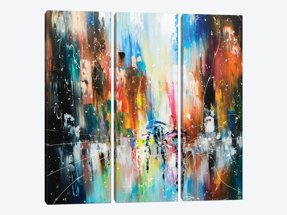 Raining On The Street by KuptsovaArt 3-piece Canvas Art
