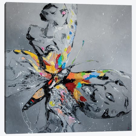 Butterfly On Grey Canvas Print #KPV33} by KuptsovaArt Canvas Artwork