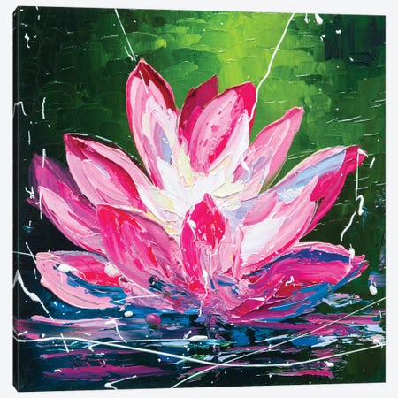 Pink Water Lily Canvas Print #KPV356} by KuptsovaArt Canvas Wall Art