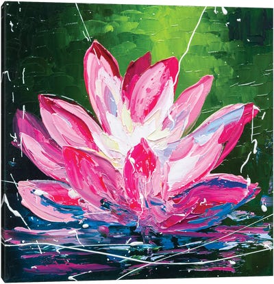 Pink Water Lily Canvas Art Print - KuptsovaArt
