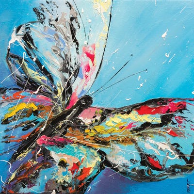 Butterfly On Blue by KuptsovaArt canvas print