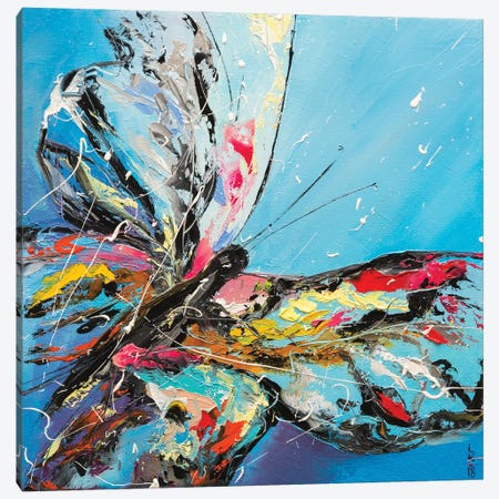 Butterfly On Blue Canvas Print #KPV365} by KuptsovaArt Art Print