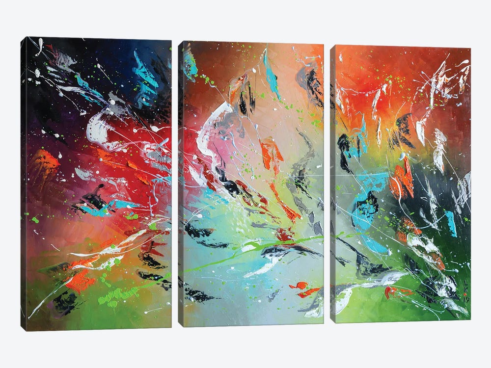Flowers Flame by KuptsovaArt 3-piece Canvas Print