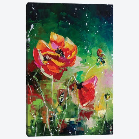 Red Poppies II Canvas Print #KPV405} by KuptsovaArt Canvas Wall Art