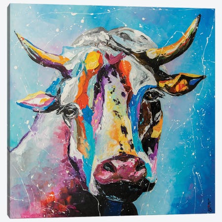 Colorful Cow Canvas Print #KPV40} by KuptsovaArt Canvas Art Print
