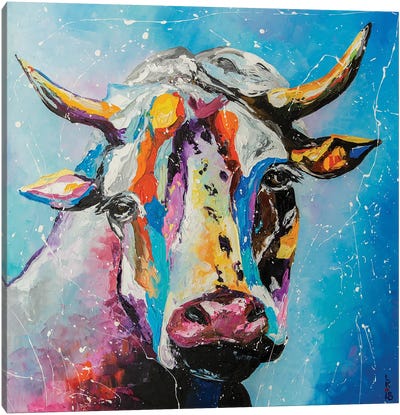 Colorful Cow Canvas Art Print - KuptsovaArt