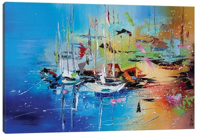 Boats On The Shore Canvas Art Print - KuptsovaArt