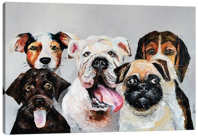 Company Of Dogs Canvas Art Print - Pug Art
