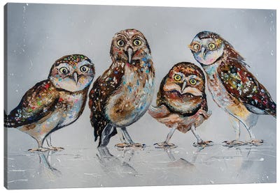 Company Of Owls Canvas Art Print - Owl Art