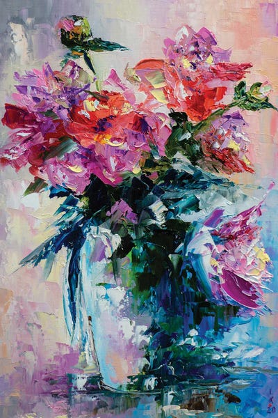 Red Flowers In Vase by KuptsovaArt canvas print