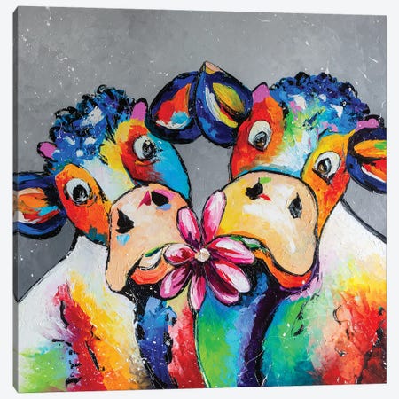 Cows Date Canvas Print #KPV43} by KuptsovaArt Canvas Art Print