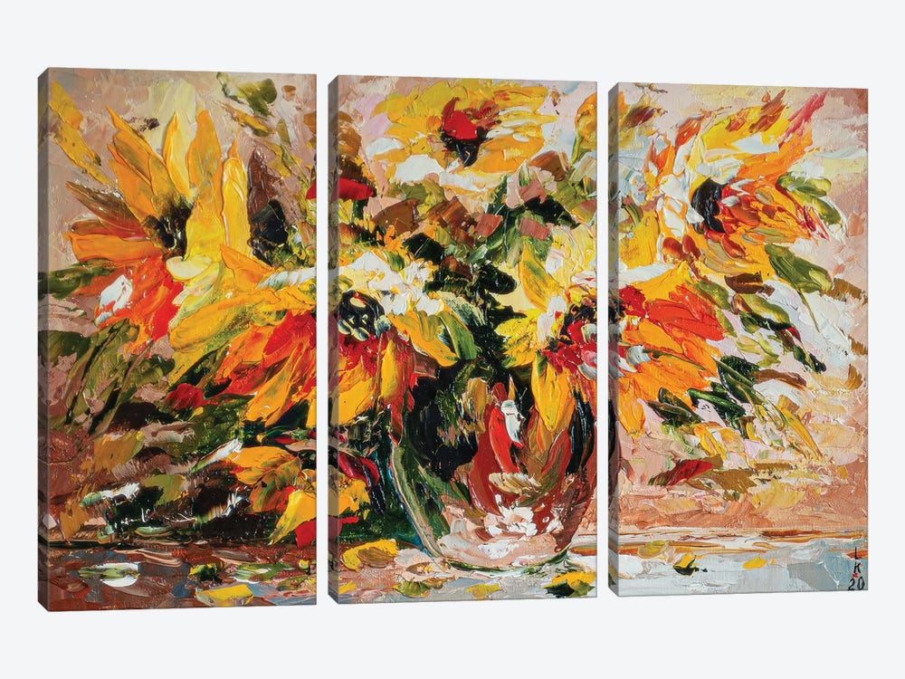 Yellow Flowers by KuptsovaArt 3-piece Canvas Wall Art