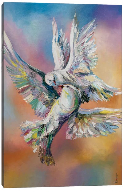 Dance In Flight Canvas Art Print - Dove & Pigeon Art