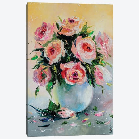 Gentle Roses Canvas Print #KPV456} by KuptsovaArt Art Print