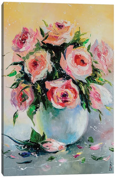 Gentle Roses Canvas Art Print - KuptsovaArt