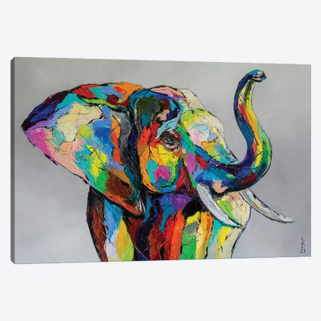 Happy Elephant Canvas Print #KPV458} by KuptsovaArt Canvas Wall Art
