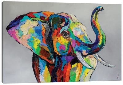 Happy Elephant Canvas Art Print - KuptsovaArt