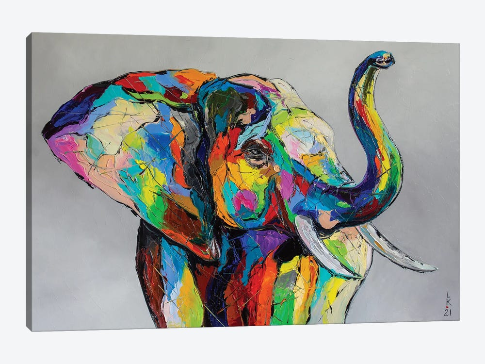 Happy Elephant by KuptsovaArt 1-piece Canvas Art