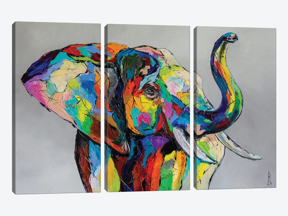Happy Elephant by KuptsovaArt 3-piece Canvas Art