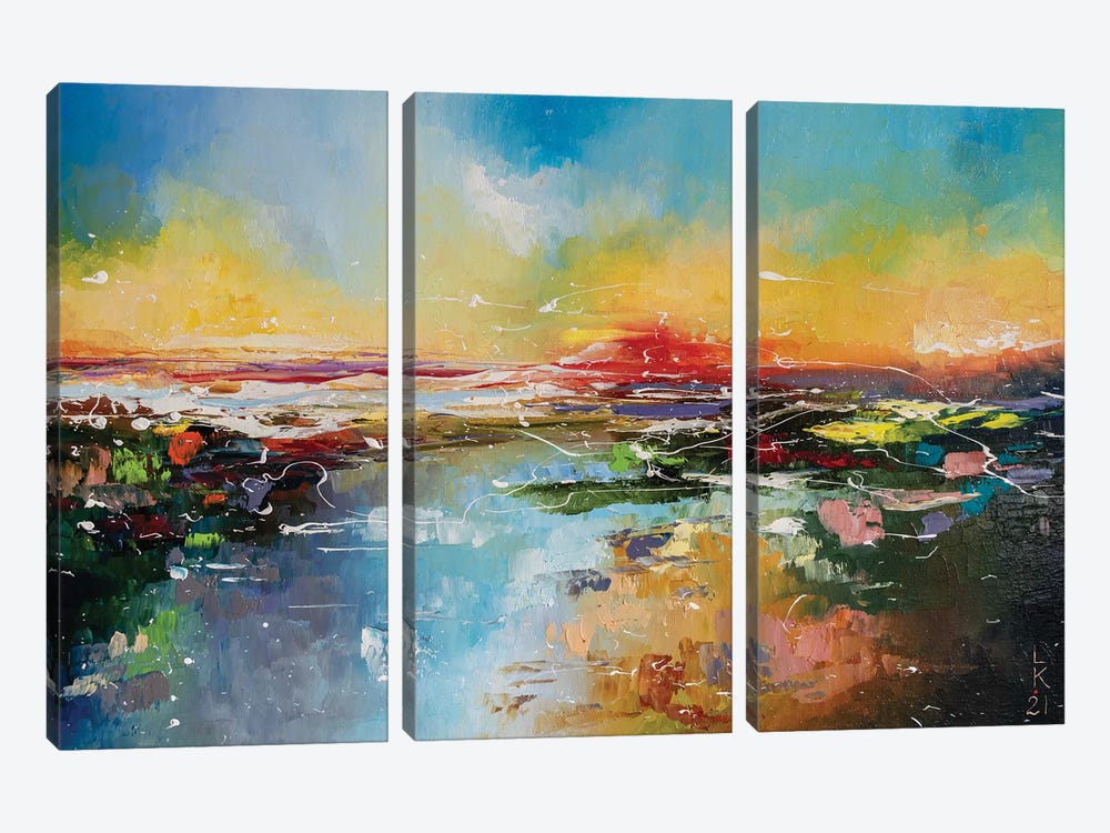 Impression Of The Sea Sunset by KuptsovaArt 3-piece Canvas Art Print