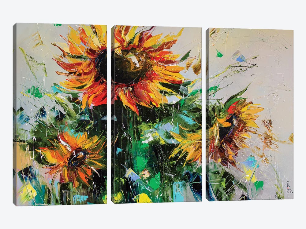 Sunflowers Trio by KuptsovaArt 3-piece Canvas Artwork