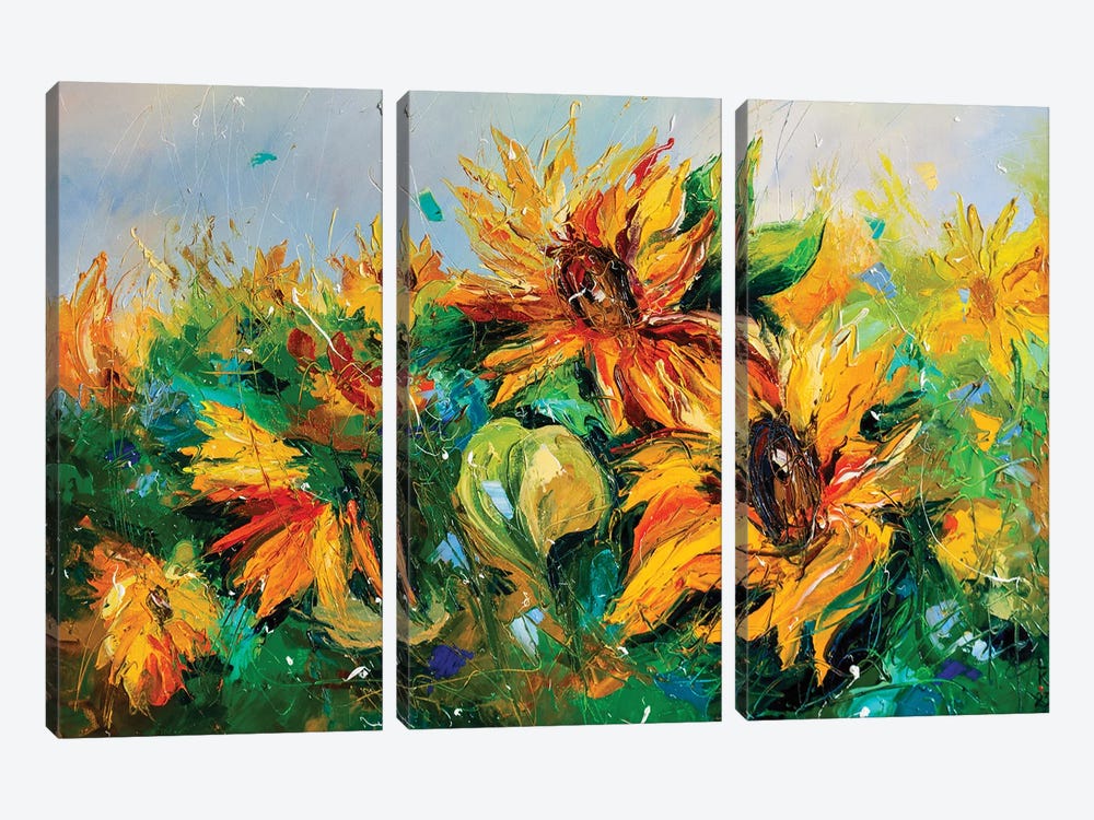 Sunflowers by KuptsovaArt 3-piece Canvas Wall Art