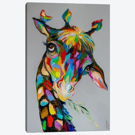 I Am A Shy Giraffe Canvas Print #KPV494} by KuptsovaArt Canvas Art Print