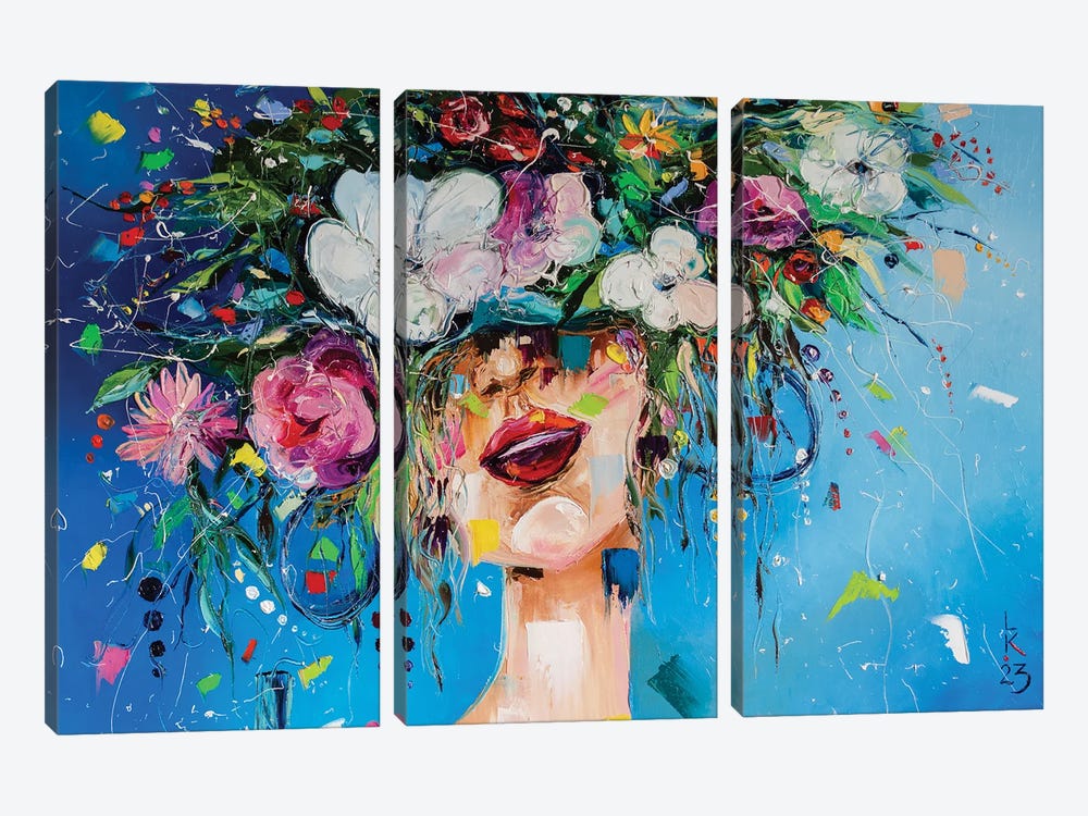 Some Flowers In Your Hair by KuptsovaArt 3-piece Canvas Art