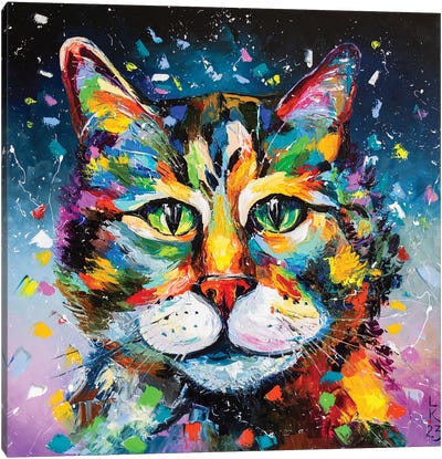 Colorful Cat Canvas Art Print - KuptsovaArt