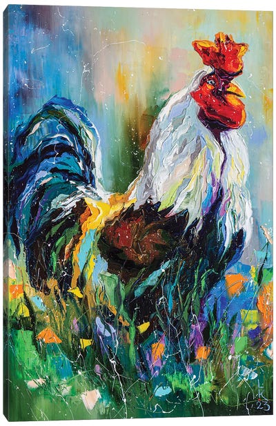 Cute Rooster Canvas Art Print - KuptsovaArt