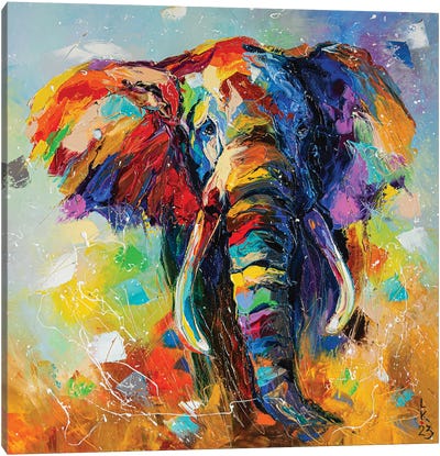 Walking Elephant Canvas Art Print - KuptsovaArt